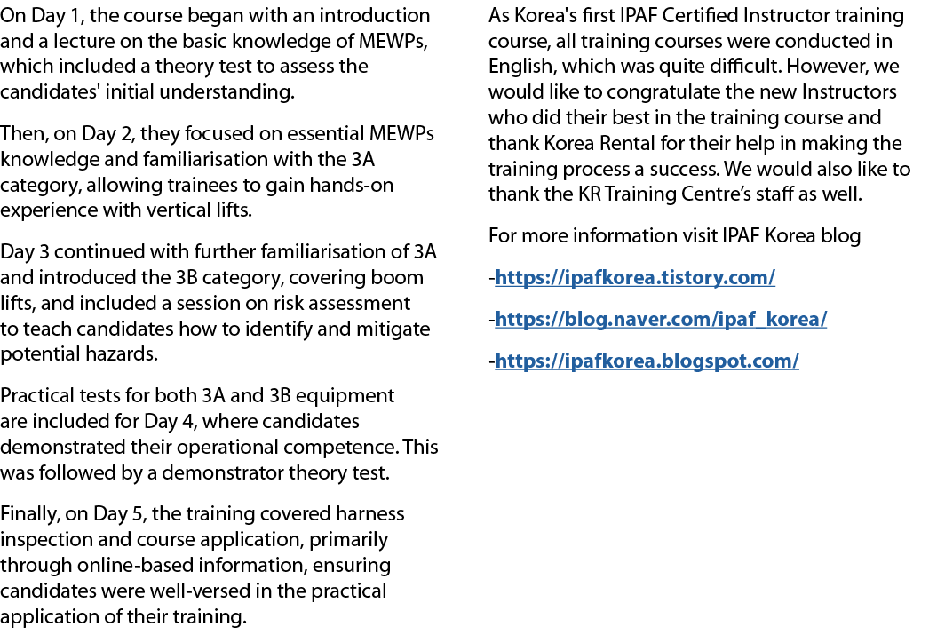 On Day 1, the course began with an introduction and a lecture on the basic knowledge of MEWPs, which included a theor...