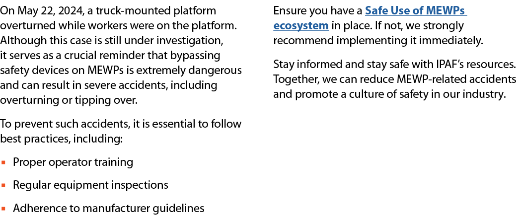 On May 22, 2024, a truck mounted platform overturned while workers were on the platform. Although this case is still ...