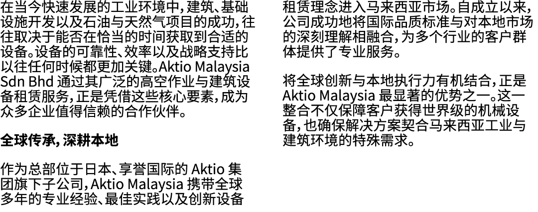 在当今快速发展的工业环境中，建筑、基础设施开发以及石油与天然气项目的成功，往往取决于能否在恰当的时间获取到合适的设备。设备的可靠性、效率以及战略支持比以往任何时候都更加关键。Aktio Malaysia Sdn Bhd 通过其广泛的高...